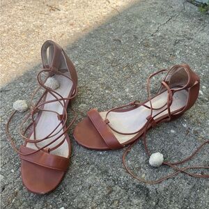RAYE Brown Gladiator Sandals Lace-Up Strappy Design